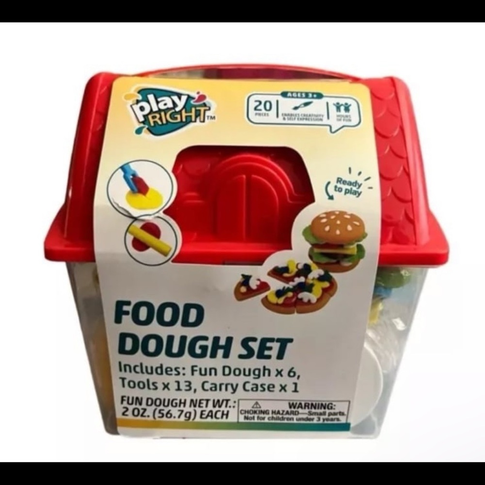 NEW Play Right Play Food Dough Set: 6 Doughs, 13 Tools, & 1 Carry Case. Ages 3+